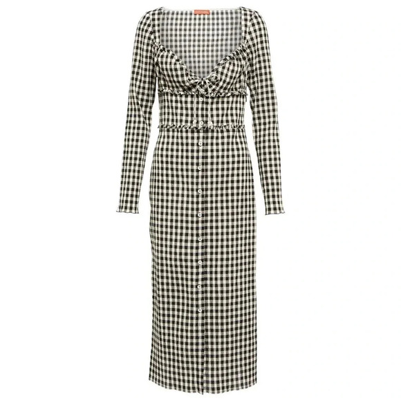 NWOT $1,995 ALTUZARRA Himalia Gingham Cotton Silk Blend Seersucker Midi Dress - Picture 1 of 10